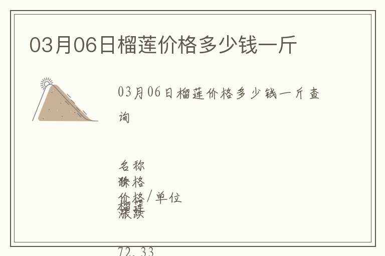 03月06日榴蓮價格多少錢一斤