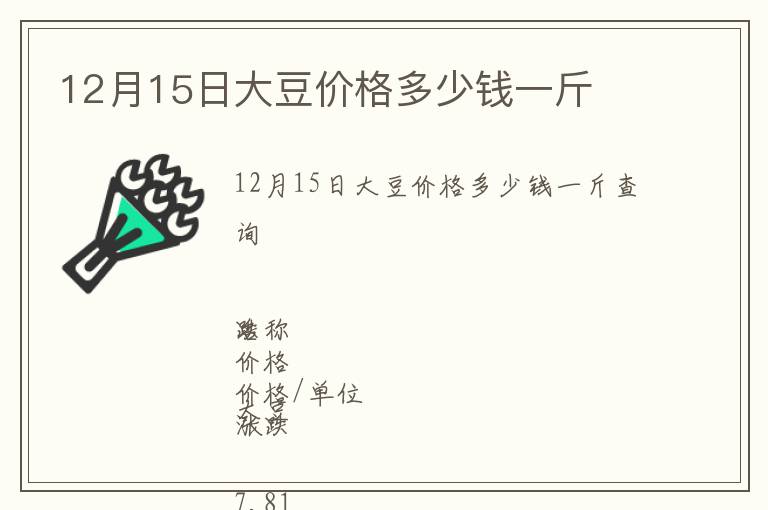 12月15日大豆價(jià)格多少錢一斤