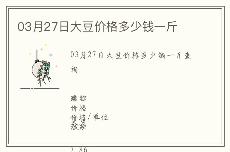 03月27日大豆價(jià)格多少錢一斤