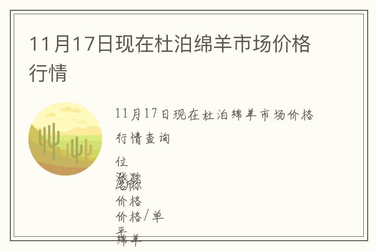 11月17日現在杜泊綿羊市場價格行情
