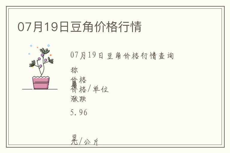 07月19日豆角價格行情