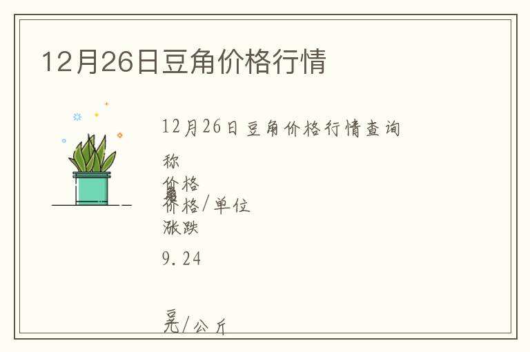12月26日豆角價(jià)格行情