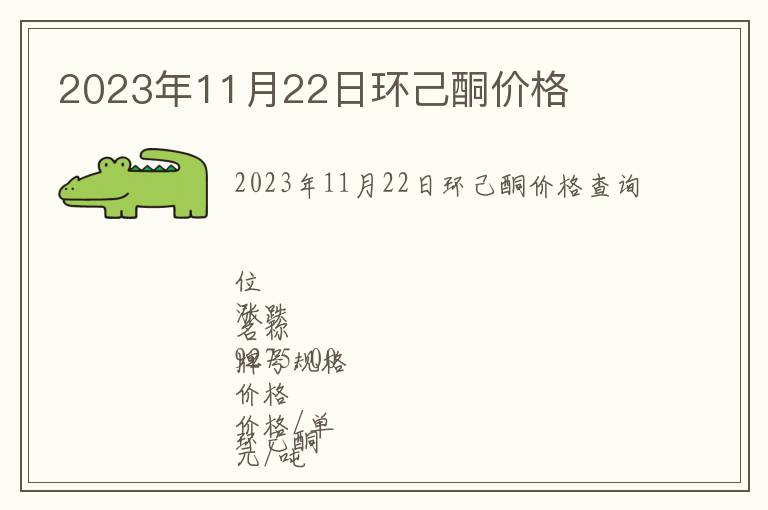 2023年11月22日環己酮價格