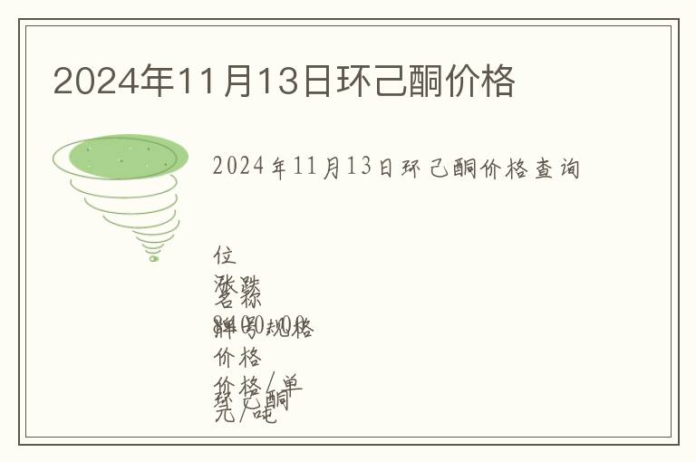 2024年11月13日環(huán)己酮價格