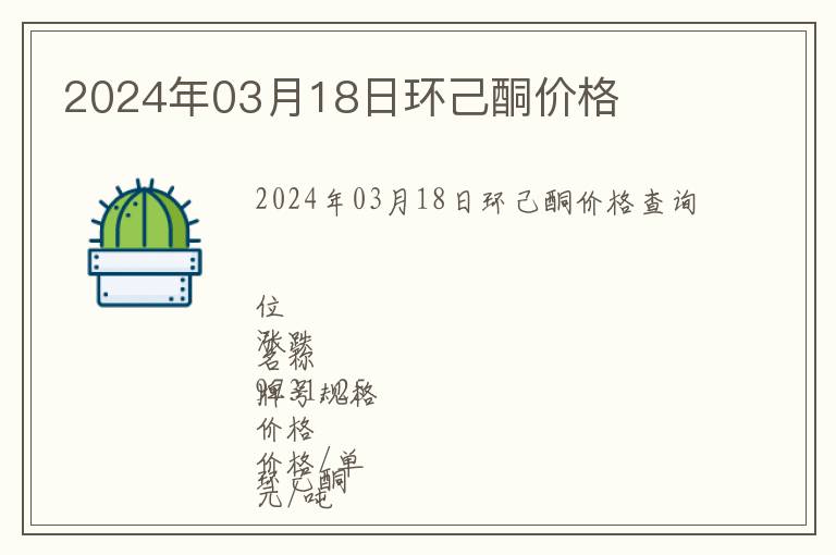 2024年03月18日環己酮價格