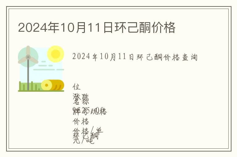 2024年10月11日環己酮價格