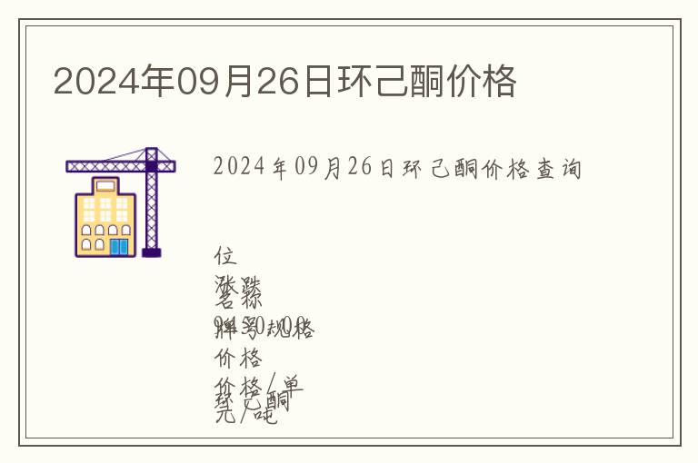 2024年09月26日環己酮價格