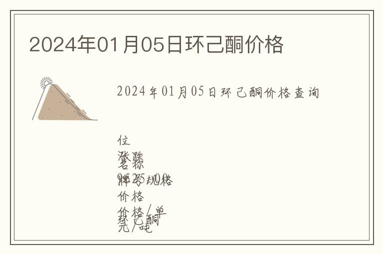2024年01月05日環己酮價格
