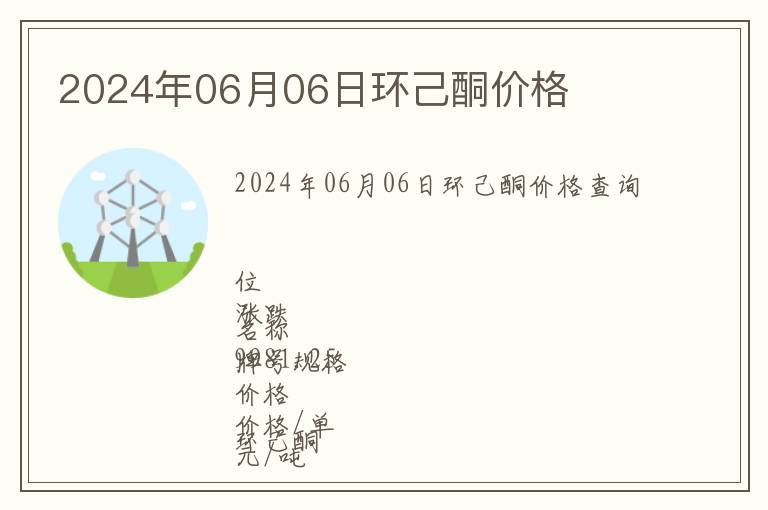 2024年06月06日環(huán)己酮價格