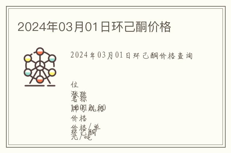 2024年03月01日環己酮價格