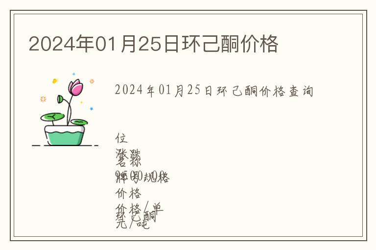 2024年01月25日環(huán)己酮價(jià)格