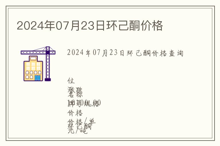 2024年07月23日環(huán)己酮價格