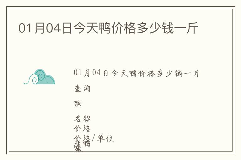 01月04日今天鴨價格多少錢一斤