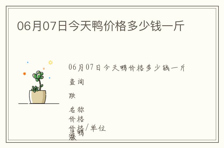 06月07日今天鴨價格多少錢一斤