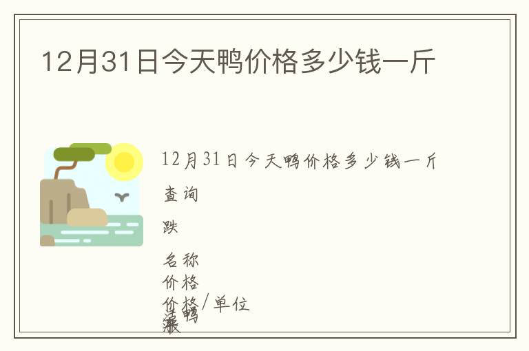12月31日今天鴨價格多少錢一斤