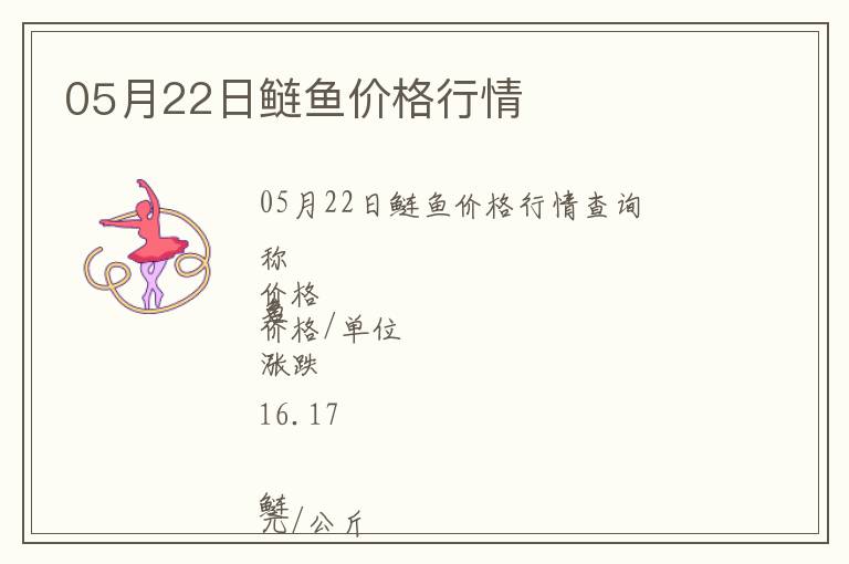 05月22日鰱魚價格行情