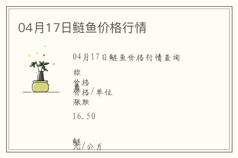 04月17日鰱魚價(jià)格行情