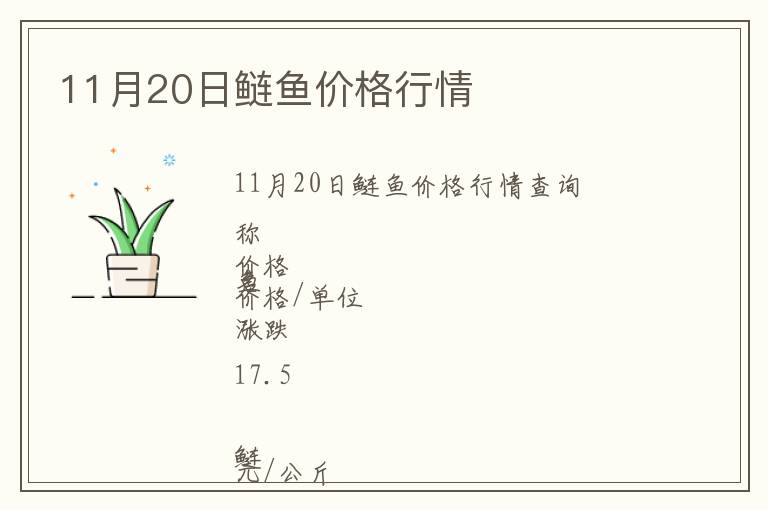11月20日鰱魚價(jià)格行情