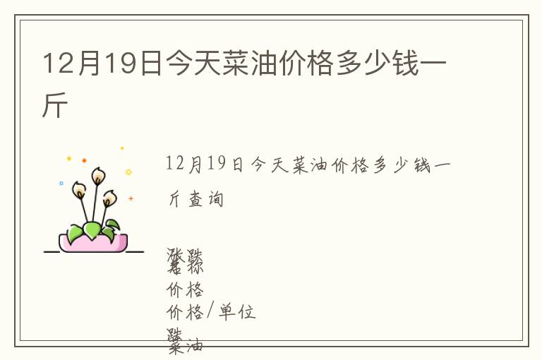 12月19日今天菜油價格多少錢一斤