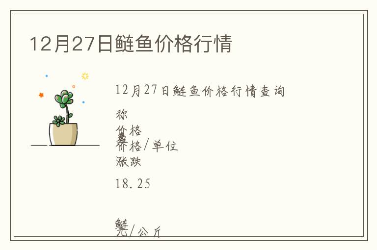 12月27日鰱魚(yú)價(jià)格行情