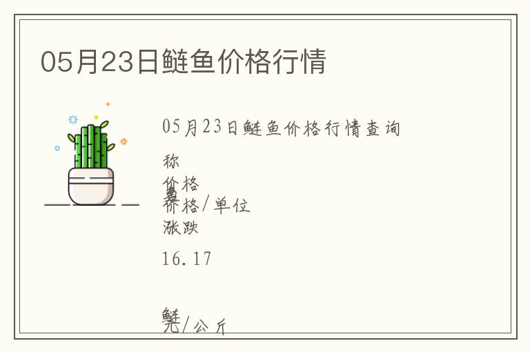 05月23日鰱魚價格行情