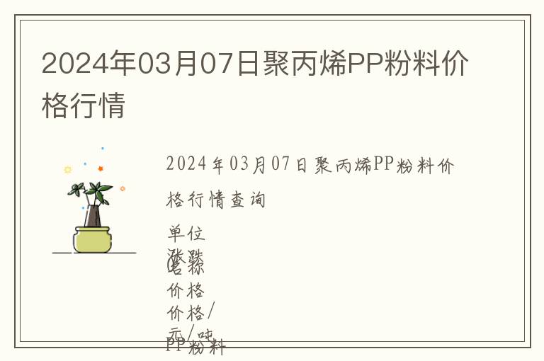 2024年03月07日聚丙烯PP粉料價格行情