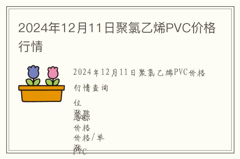 2024年12月11日聚氯乙烯PVC價格行情