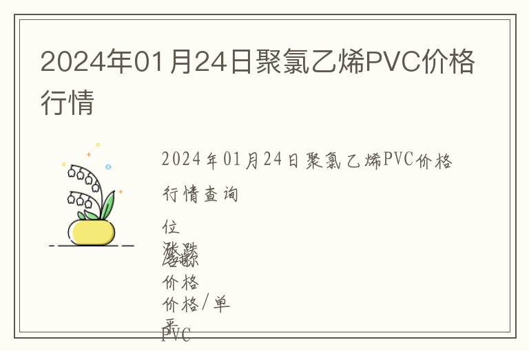 2024年01月24日聚氯乙烯PVC價(jià)格行情