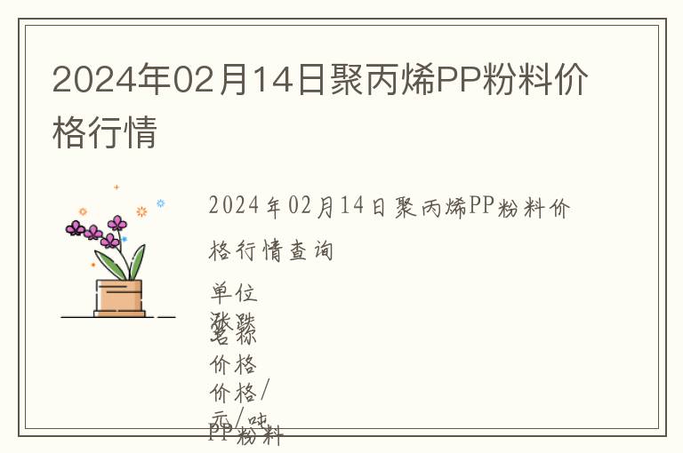 2024年02月14日聚丙烯PP粉料價格行情