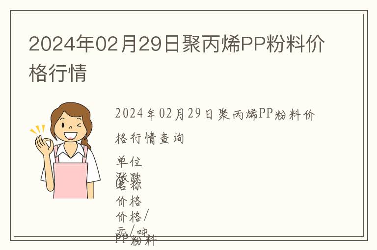 2024年02月29日聚丙烯PP粉料價格行情