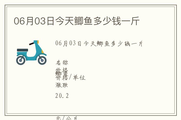 06月03日今天鯽魚多少錢一斤