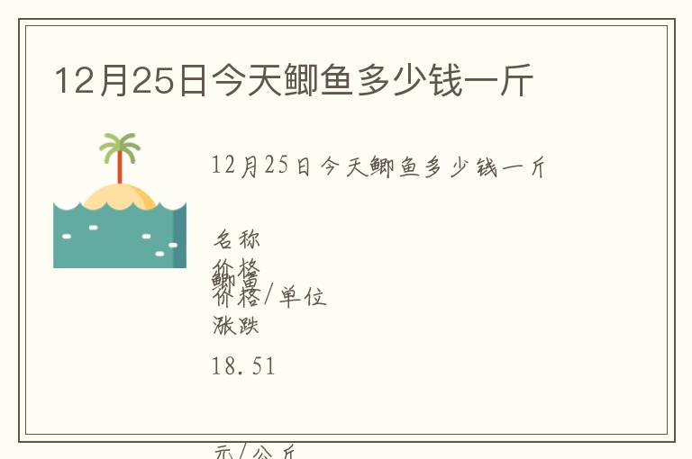 12月25日今天鯽魚多少錢一斤