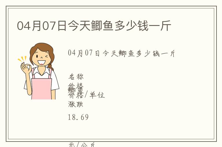 04月07日今天鯽魚多少錢一斤