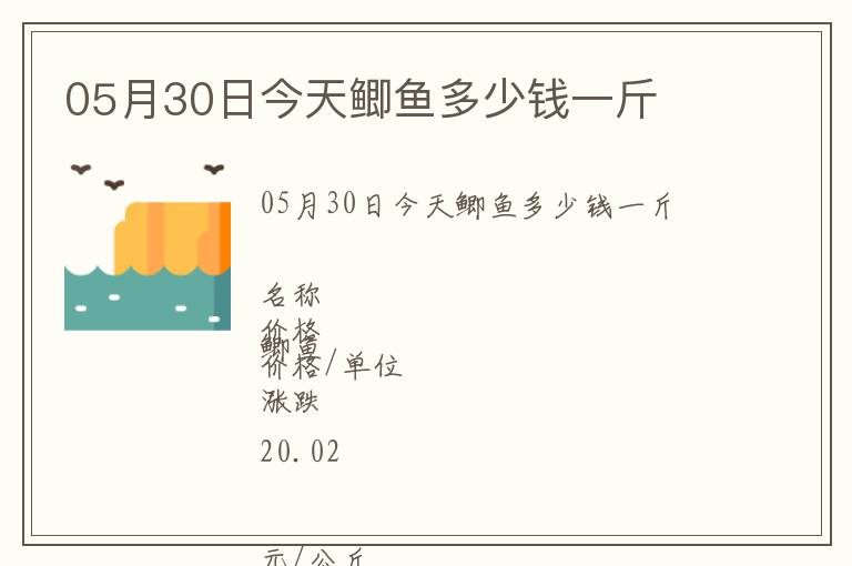 05月30日今天鯽魚多少錢一斤