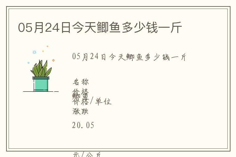 05月24日今天鯽魚多少錢一斤
