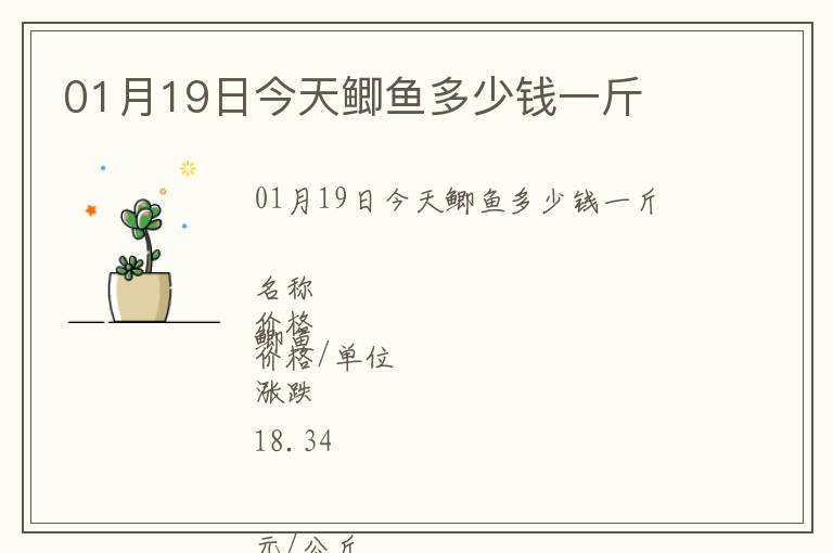 01月19日今天鯽魚多少錢一斤