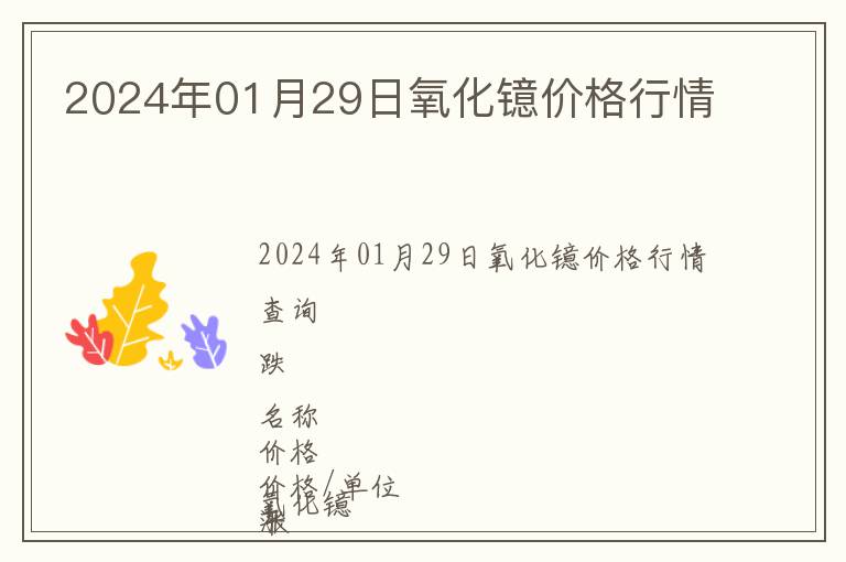 2024年01月29日氧化鐿價格行情