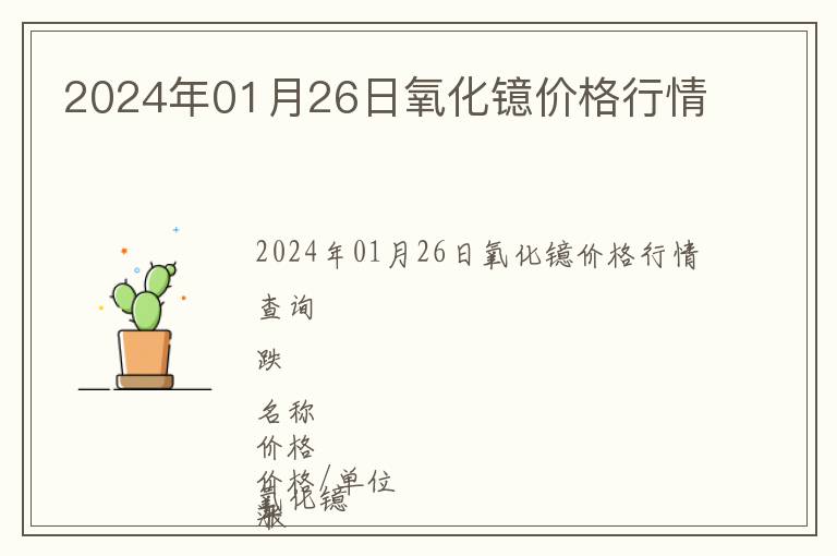 2024年01月26日氧化鐿價(jià)格行情