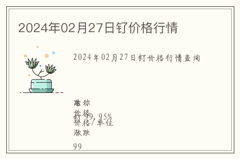 2024年02月27日釕價(jià)格行情