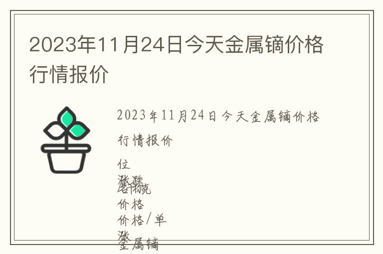 2023年11月24日今天金屬鏑價格行情報價