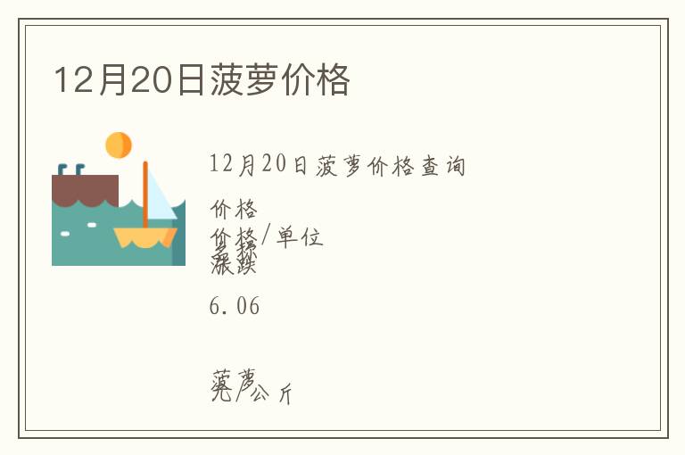 12月20日菠蘿價格