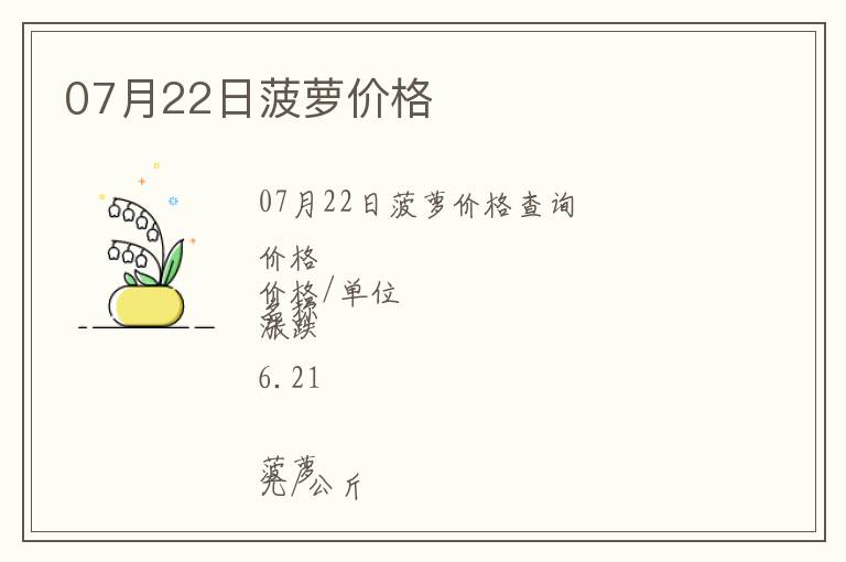 07月22日菠蘿價格