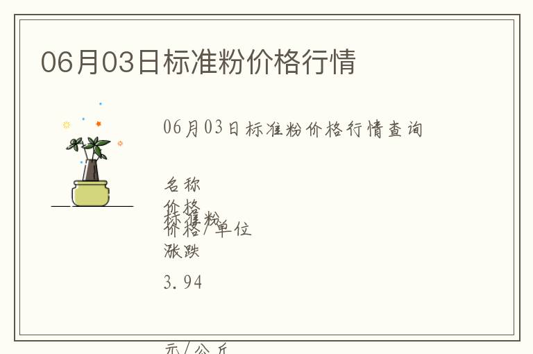 06月03日標準粉價格行情