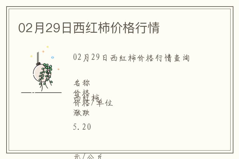 02月29日西紅柿價格行情