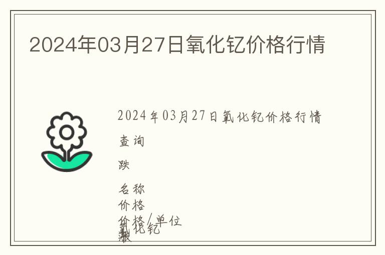 2024年03月27日氧化釔價(jià)格行情