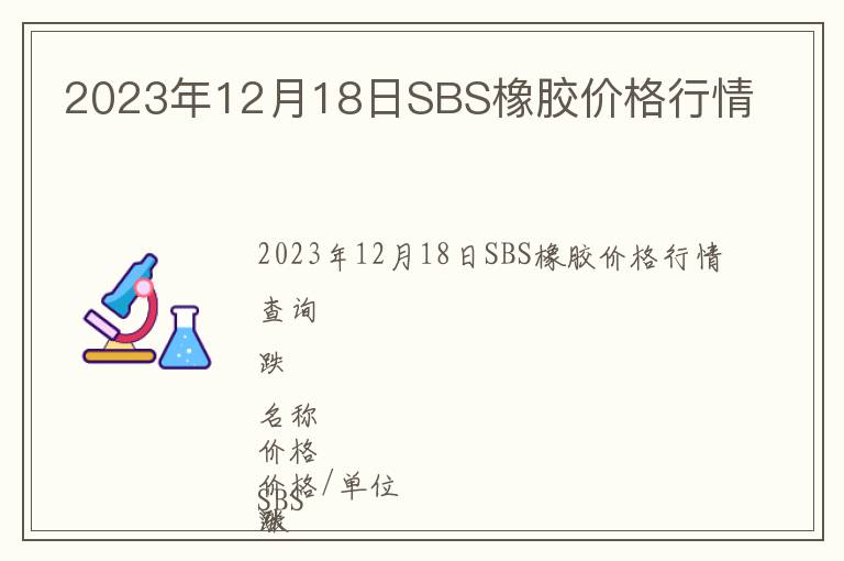 2023年12月18日SBS橡膠價格行情