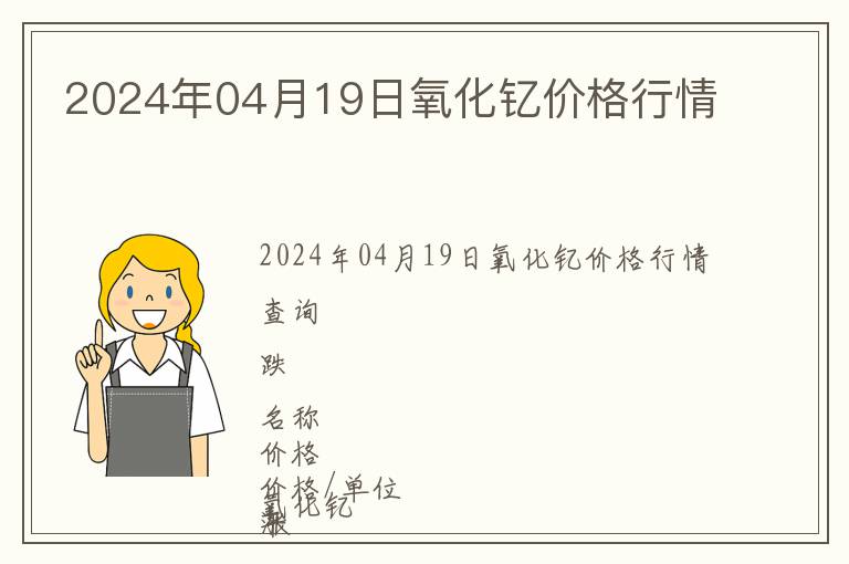 2024年04月19日氧化釔價格行情