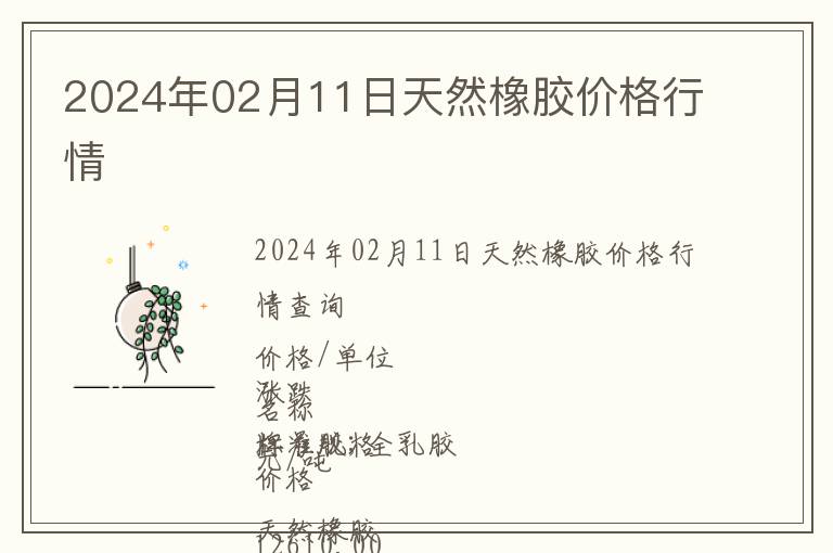 2024年02月11日天然橡膠價格行情