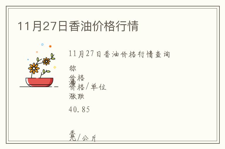 11月27日香油價(jià)格行情