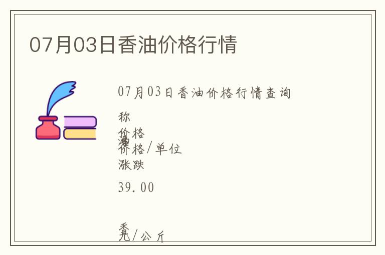 07月03日香油價格行情